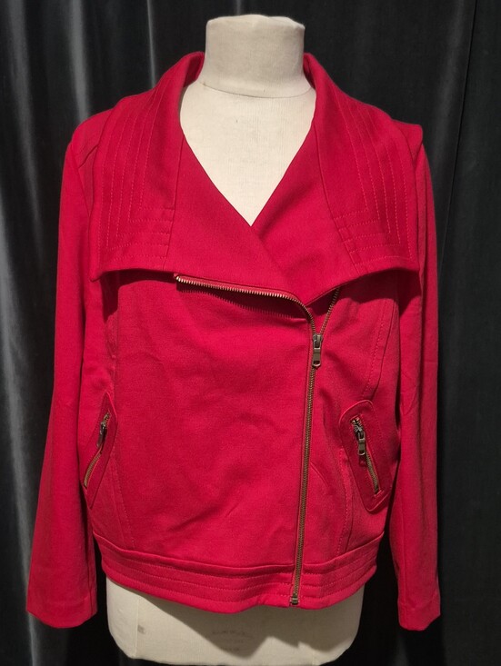 Worthington Jackets & Blazers - Worthington Bright Red Asymmetrical Zip Bomber Jacket